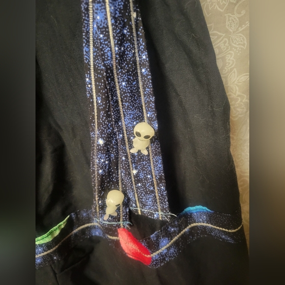 Space themed wide leg OOAK goth raver pants handmade y2k - Picture 11 of 13